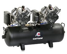 Компрессор Cattani AC400 на 5-6 установок (1-фазный), тандем 2 мотора по 2 цилиндра, с 2 осушителям