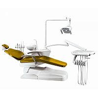 OPTIMA - установка стоматологическая, с нижней подачей, твердая обивка желтого цвета